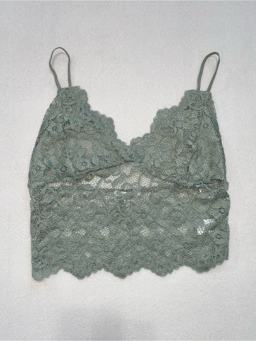 Love Tree Sage Green Lace Bralette Cami Crop Top Sheer Longline Boho Romantic